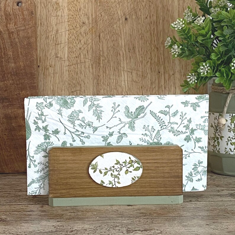 Cottagecore Spice Rack, Wooden Kitchen Shelf Organizer, Green Botanical Farmhouse Decor image 17