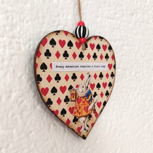 Alice in Wonderland Wooden Heart. Motivational gift for friend. Door Wall Hanger. Heart Ornament Home Decor. image 7