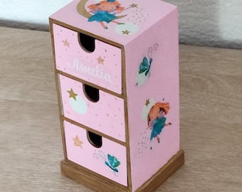 Mini commode pour filles. Armoire à bijoux de table avec 3 tiroirs.