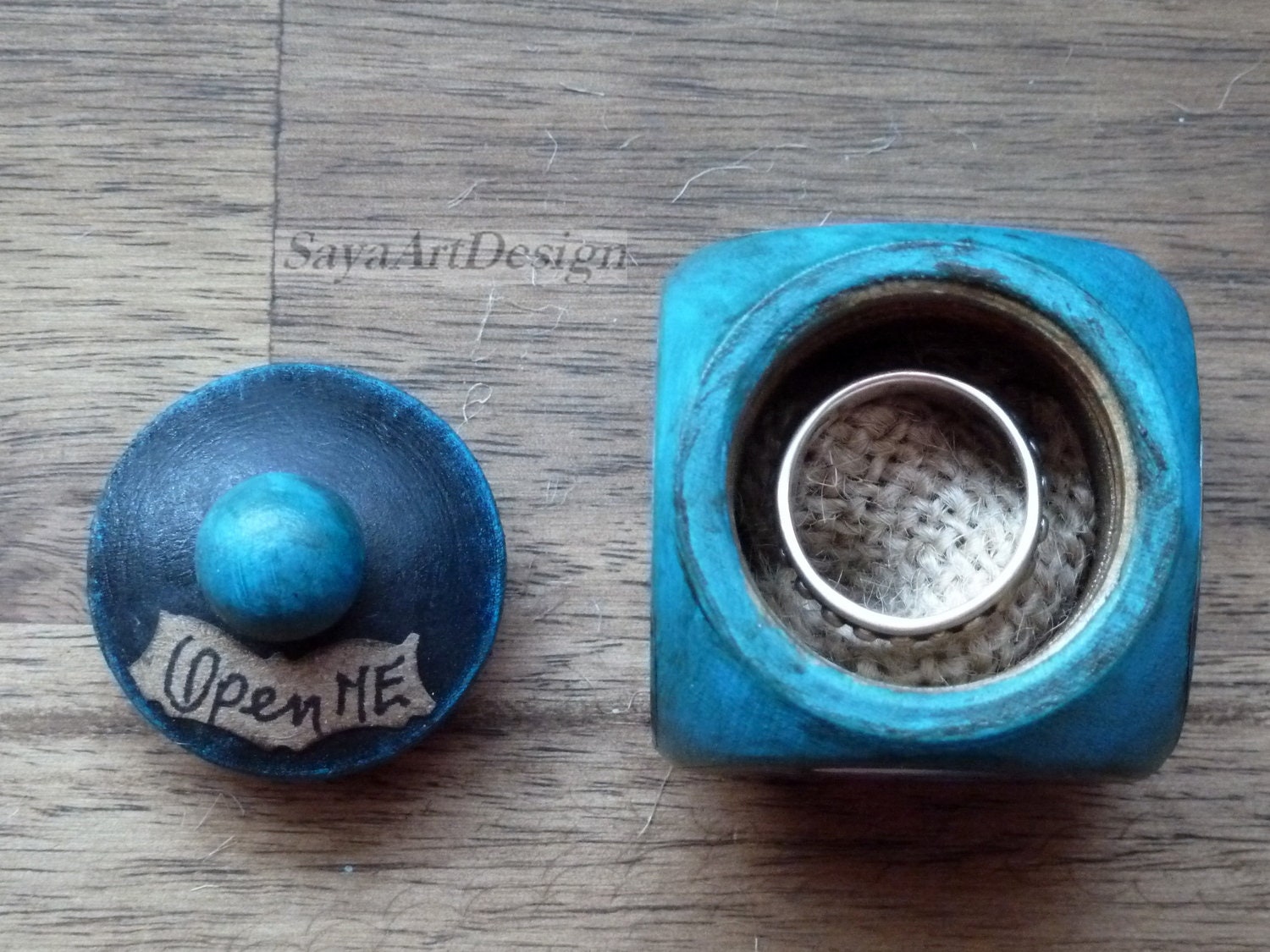 Boîte à Bague Alice Au Pays Des Merveilles – Porte-anneau En Bois Pour Mariage
