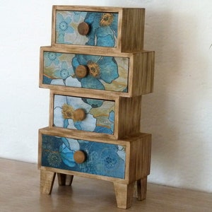 Tabletop Wooden Chest Of Drawers. Desktop Organizer Jewelry Cabinet. Mini Dresser. Makeup Container Box. image 2