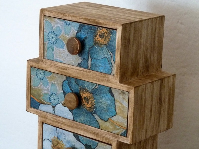 Tabletop Wooden Chest Of Drawers. Desktop Organizer Jewelry Cabinet. Mini Dresser. Makeup Container Box. image 5