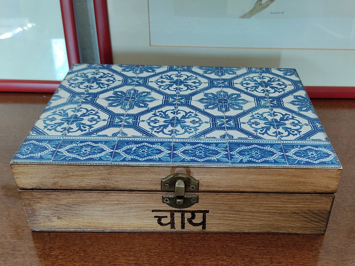 Boîte Du Thé en Bois et Plateau. Rustique Chic. Cadeau Pour Elle. Noël, Anniversaire, Boite Bijou.