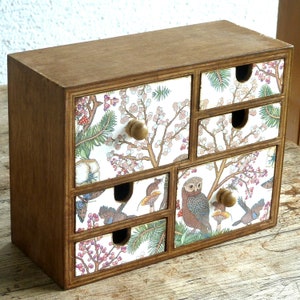 Owl Forest Decor Mini Chest of Drawers: Wooden Jewelry Organizer