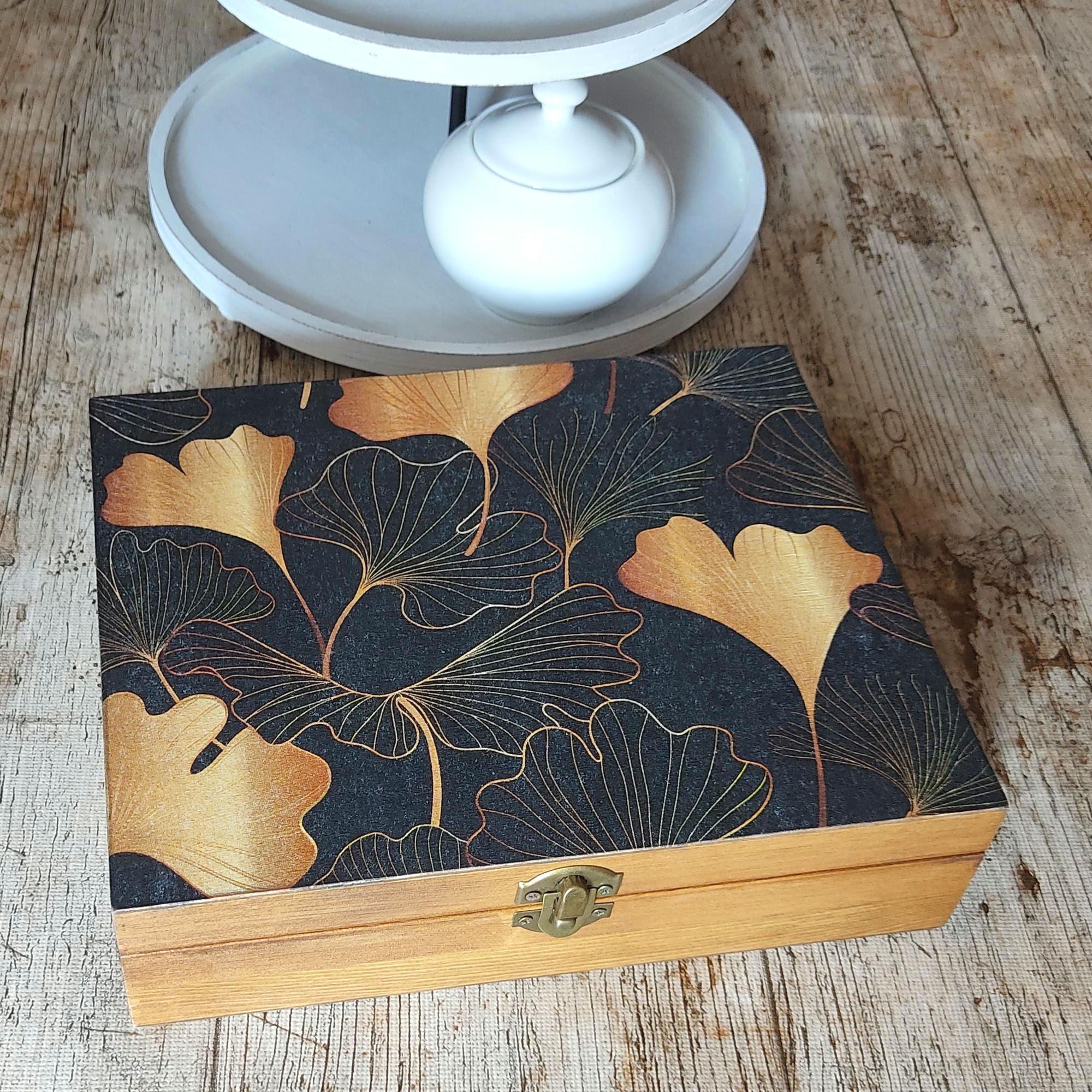金箔装飾 木製小箱 箔一 hakuichi 金箔 金沢箔 金沢 工芸品 花見鳥 小箱