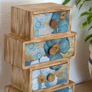 Tabletop Wooden Chest Of Drawers. Desktop Organizer Jewelry Cabinet. Mini Dresser. Makeup Container Box. image 3