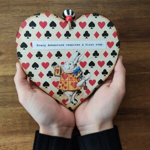 Alice in Wonderland Wooden Heart. Motivational gift for friend. Door Wall Hanger. Heart Ornament Home Decor. image 8