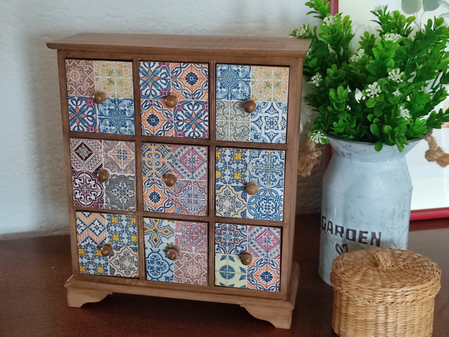 Tabletop With 9 Drawers. Mini Chest of Drawers. Wooden Etsy