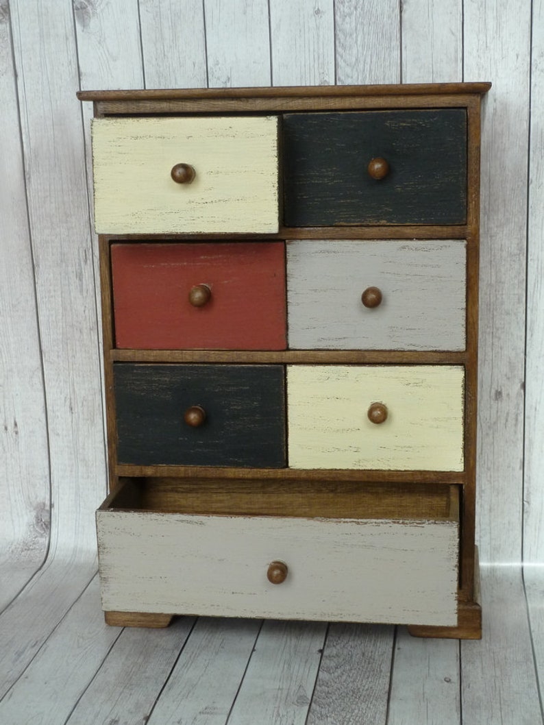 Tabletop Wooden Mini Chest of Drawers. Cottage Rustic Etsy