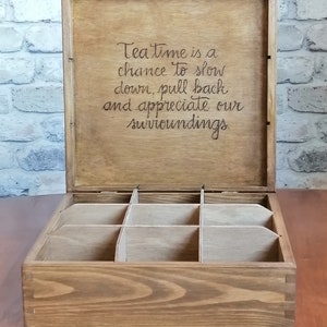 Caja de té de madera. Decoración de hogar rustico. Caja de joyeria. imagen 9