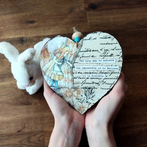 Alice in Wonderland Wooden Heart. Motivational gift for friend. Door Wall Hanger. Heart Ornament Home Decor. Yes