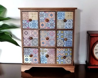 Commode Bijoux En Bois. Mini Cabinet Apothicaire. Boîte à Bijoux. Stockage De Bijoux.