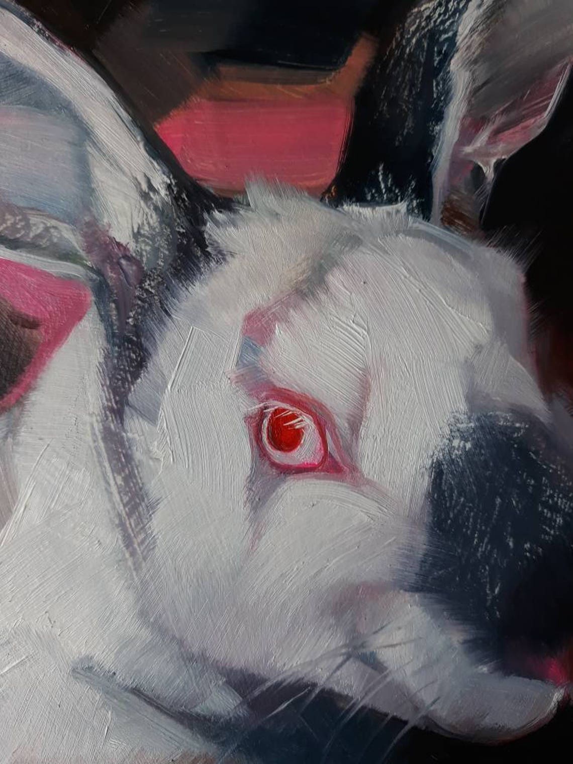 Rabbit Red Eyes Art Miniatures 6x6 in Frame Rabbit Oil - Etsy