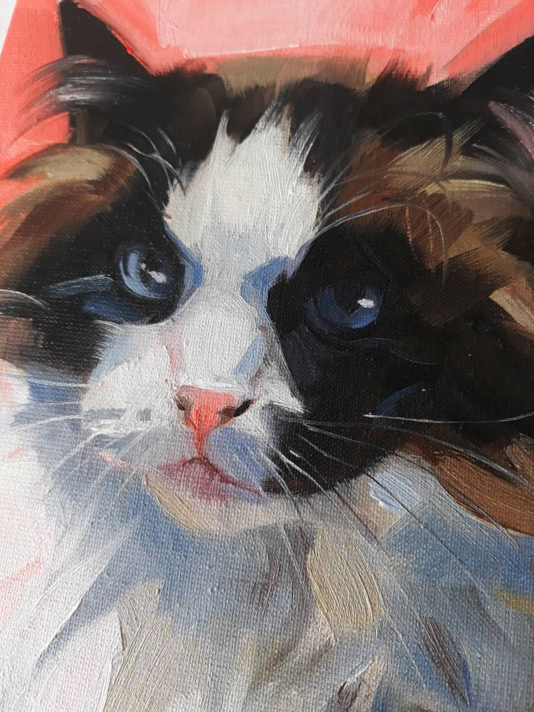 Cat painting oil original on canvas Custom pet cat portrait Etsy