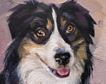 Portrait d’animal de compagnie personnalisé à partir d’une photo, Portrait de chien personnalisé peinture originale dans le cadre, Peinture de chien cadeau d’art personnalisé pour les propriétaires d’amoureux de chiens