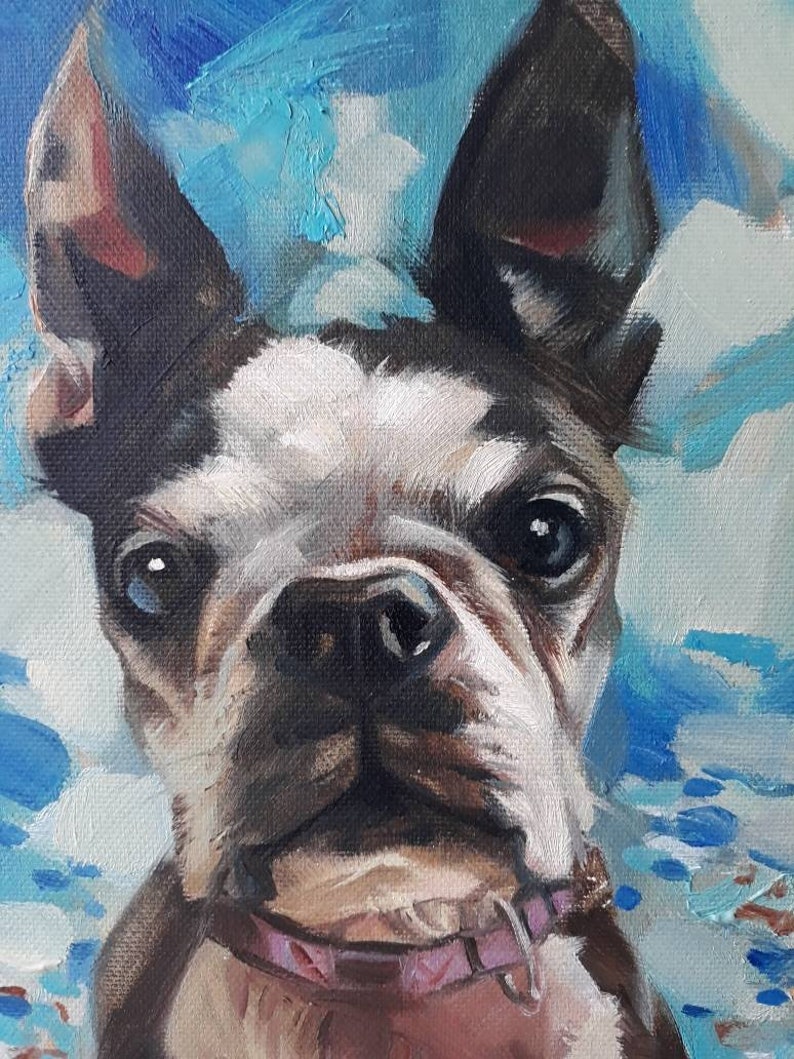 Custom pet portrait, Custom dog portrait original painting on canvas, Dog painting memorial personalized art gift for dog lovers owners zdjęcie 3