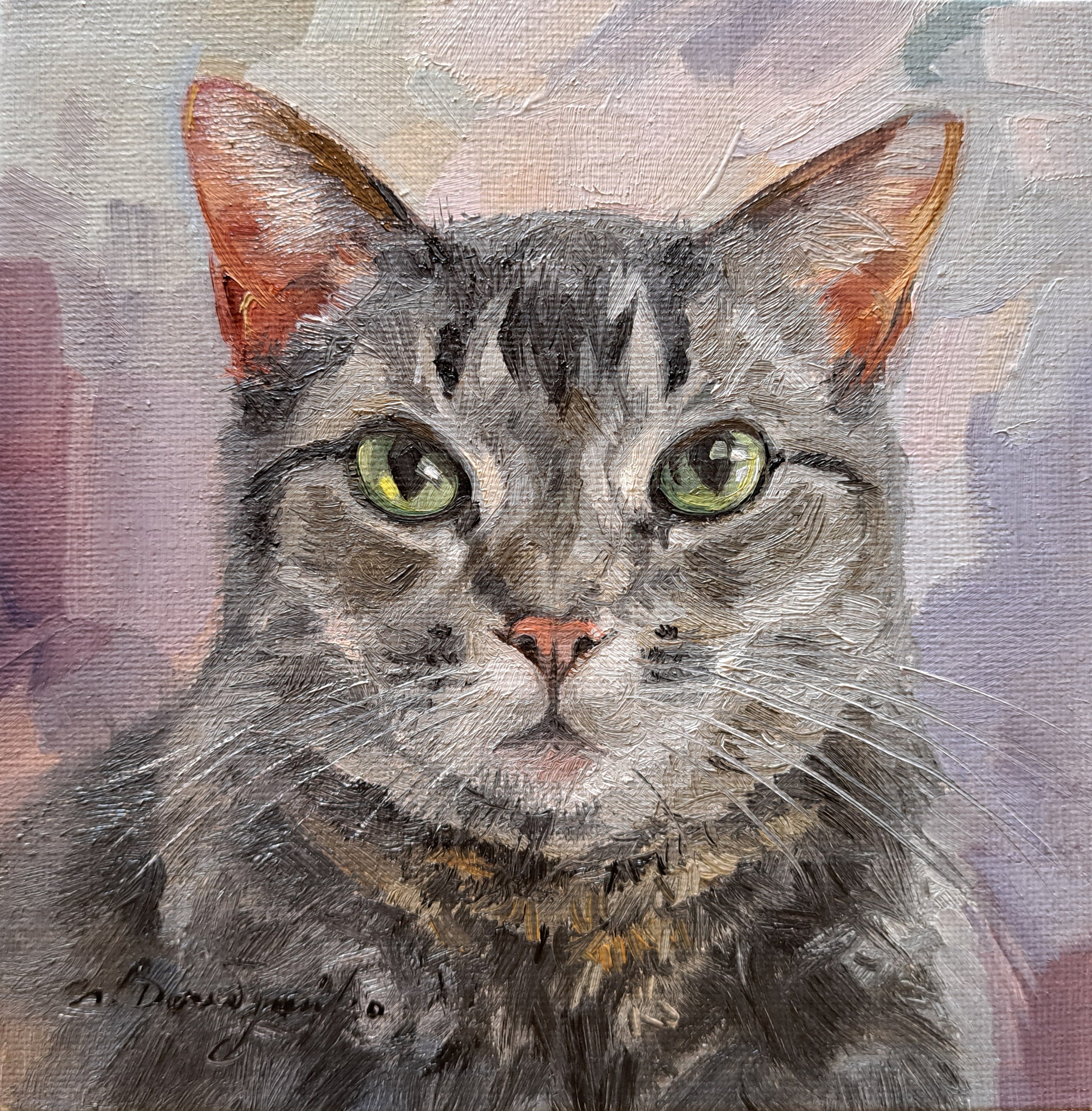 かわいい猫の絵画肖像画オリジナルキャンバス油絵カスタムペット肖像画