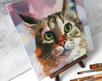かわいい猫の絵画肖像画オリジナルキャンバス油絵カスタムペット肖像画