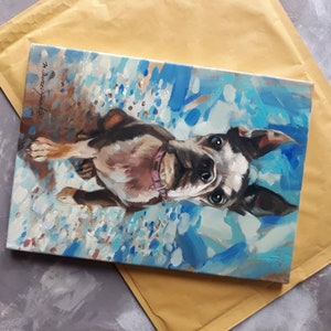 Custom pet portrait, Custom dog portrait original painting on canvas, Dog painting memorial personalized art gift for dog lovers owners zdjęcie 9