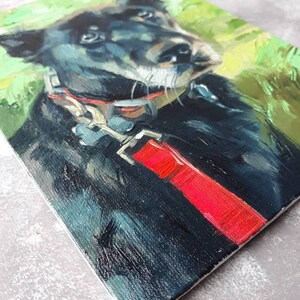 Custom pet portrait, Black dog in green custom painting, Dog portrait to order, Customized art dog, Dog lovers memorial gift for owners image 7