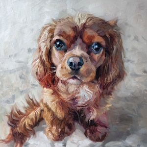 Pintura de perro personalizada, retrato de mascota personalizado pintura original sobre lienzo, perro pintura conmemorativo regalo de arte personalizado para los propietarios de perros
