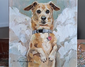 Custom pet portrait Beige dog painting original art Personalized gift dog lovers Dog portrait Small picture canvas painting doggy artwork