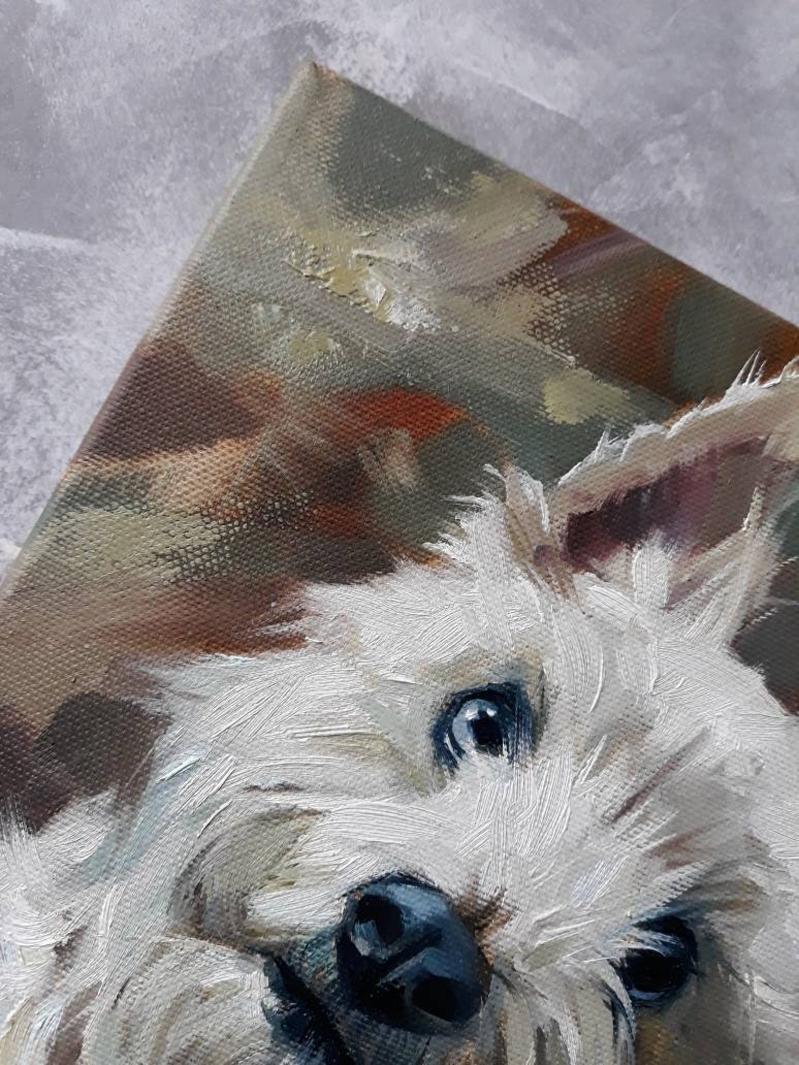 Custom dog portrait White dog painting original canvas art | Etsy