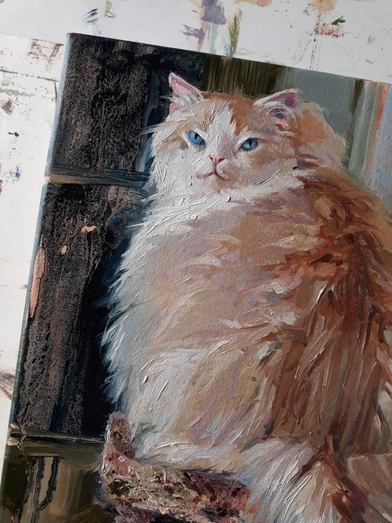 Custom cat portrait Oil painting canvas art original Custom | Etsy