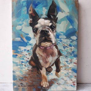 Custom pet portrait, Custom dog portrait original painting on canvas, Dog painting memorial personalized art gift for dog lovers owners zdjęcie 2