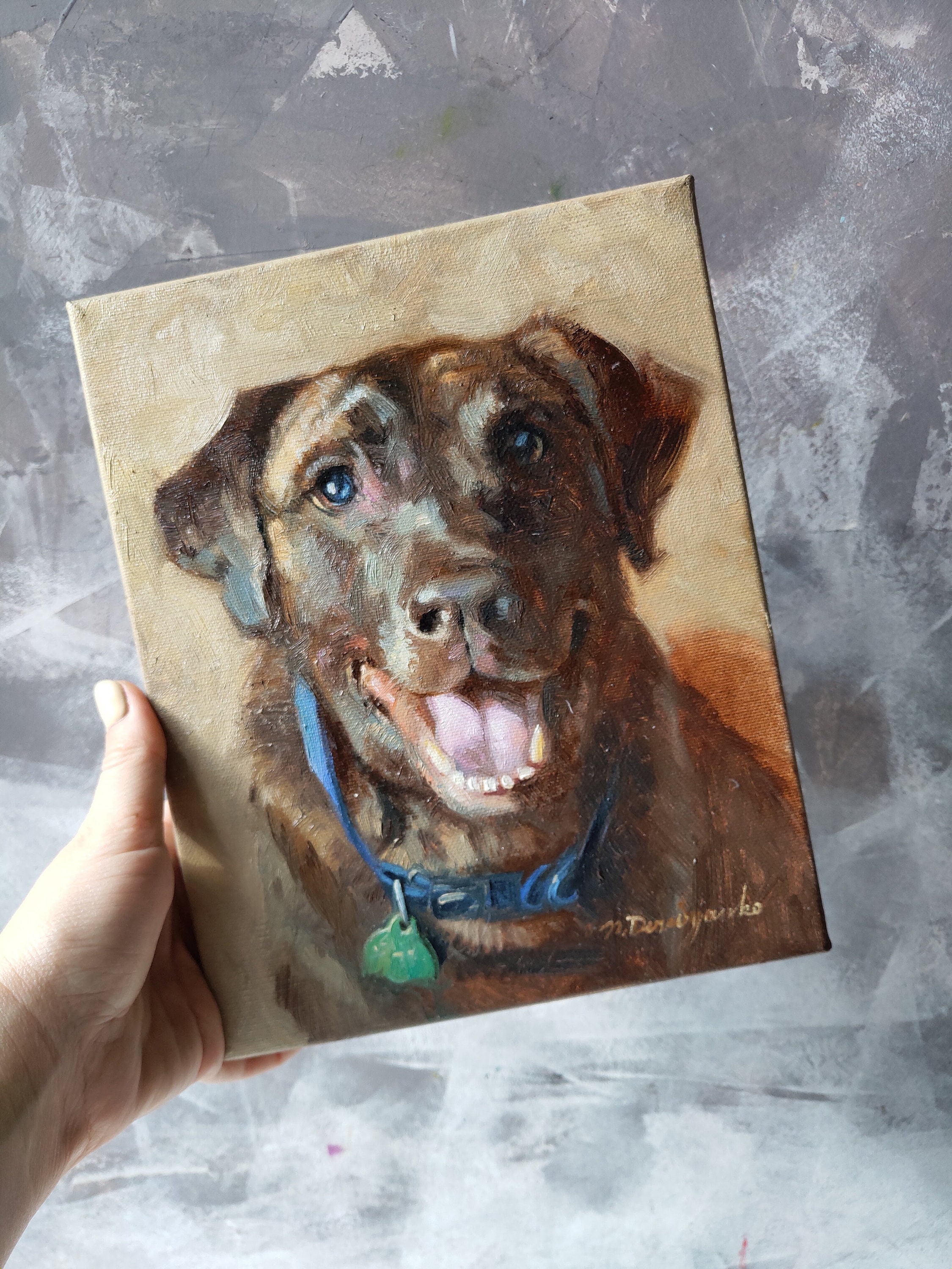 Custom dog portrait original painting on canvas Dog painting Etsy