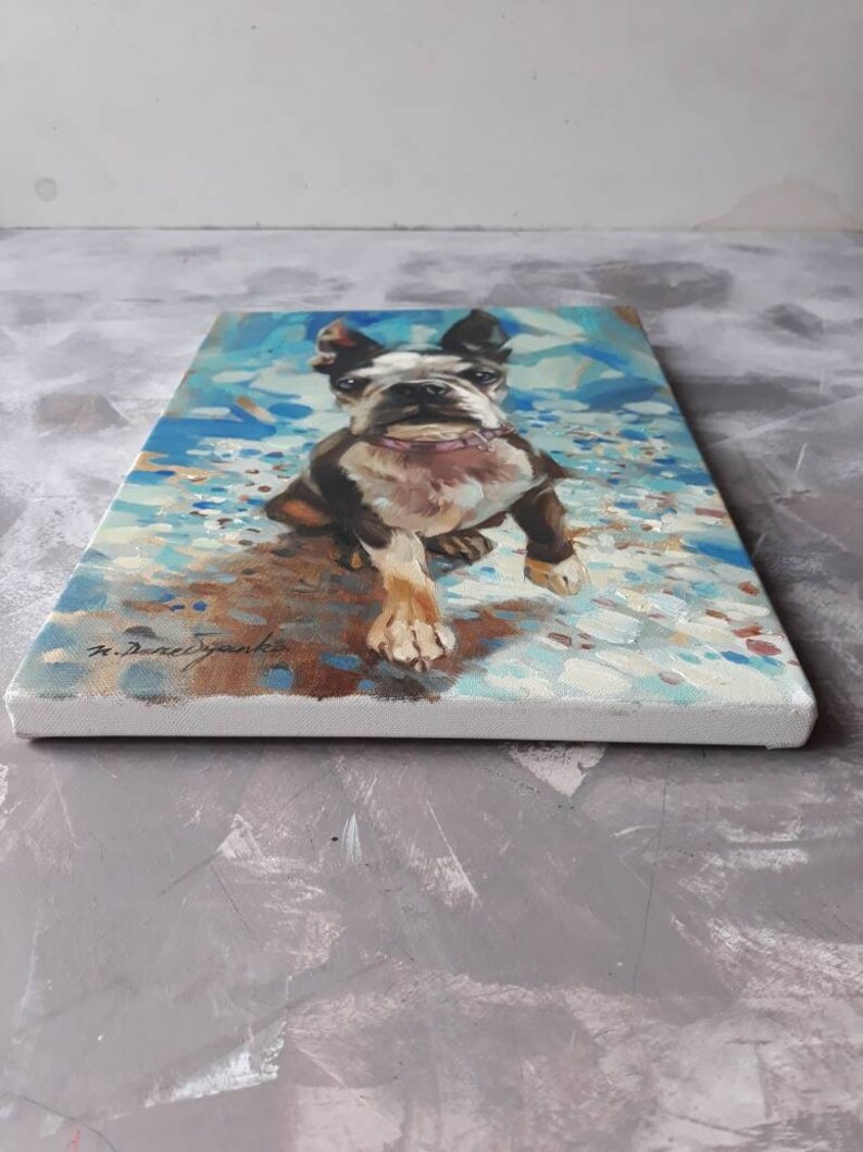 Custom pet portrait, Custom dog portrait original painting on canvas, Dog painting memorial personalized art gift for dog lovers owners zdjęcie 4