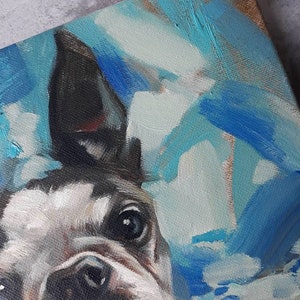 Custom pet portrait, Custom dog portrait original painting on canvas, Dog painting memorial personalized art gift for dog lovers owners zdjęcie 7