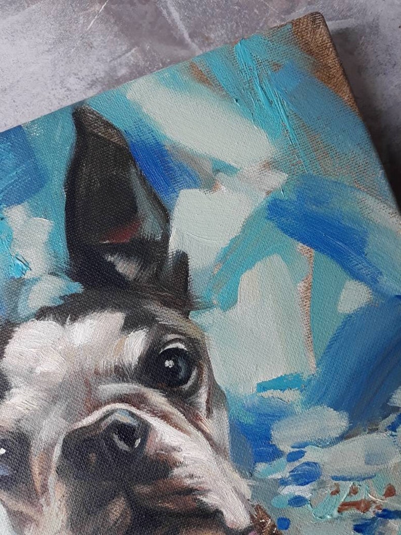 Custom pet portrait, Custom dog portrait original painting on canvas, Dog painting memorial personalized art gift for dog lovers owners zdjęcie 7