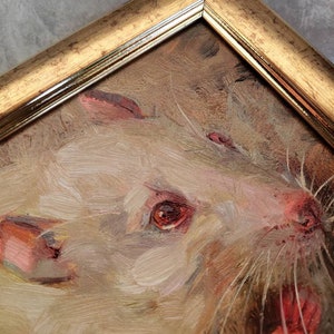 Rat art painting small original 5x5 Chinese New Year, Miniature Gift 4x4, Gold framed rat picture Custom Pet Portrait image 5