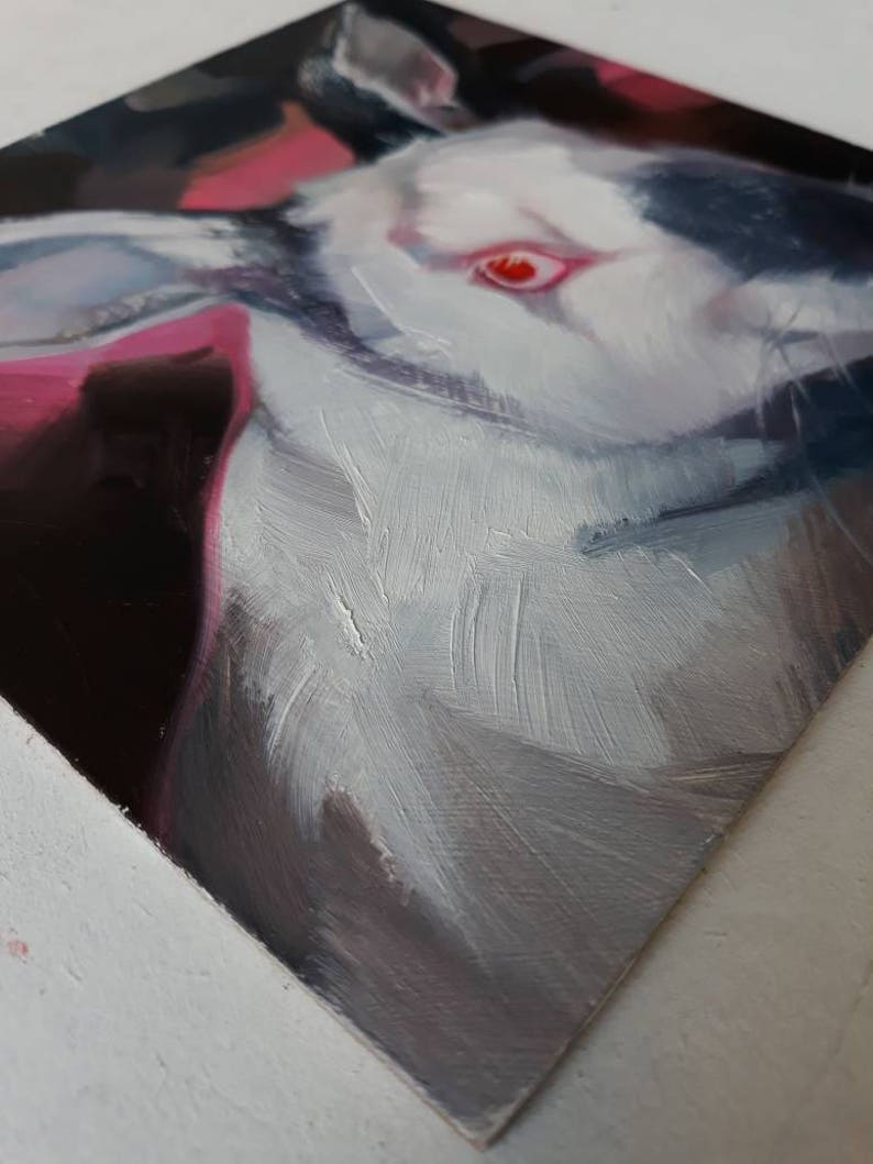 Rabbit Red Eyes Art, Miniatures 6x6 in Frame, Rabbit Oil Painting ...