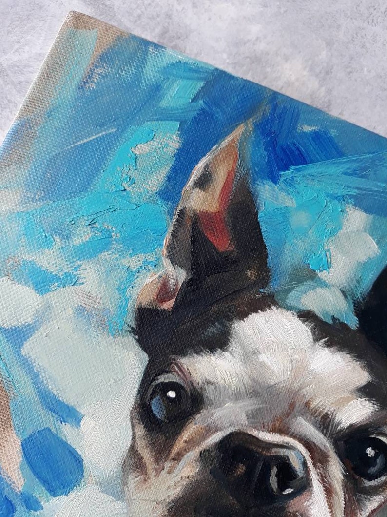 Custom pet portrait, Custom dog portrait original painting on canvas, Dog painting memorial personalized art gift for dog lovers owners zdjęcie 6