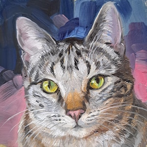 Custom cat painting 4x4 framed, Small pet oil painting original gold frame artwork, Custom pet portrait oil art mini gift for owners