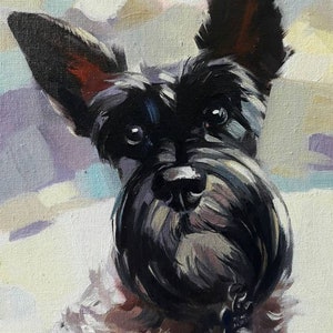 Custom pet portrait Black dog painting original art Personalized gift dog lovers Dog portrait Small picture canvas painting doggy artwork