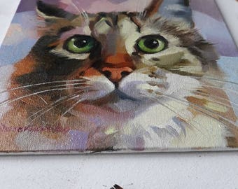 かわいい猫の絵画肖像画オリジナルキャンバス油絵カスタムペット肖像画