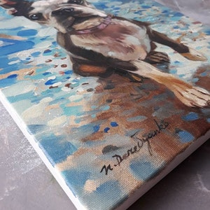 Custom pet portrait, Custom dog portrait original painting on canvas, Dog painting memorial personalized art gift for dog lovers owners zdjęcie 5