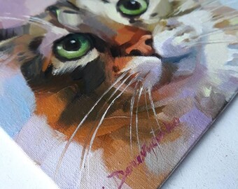 かわいい猫の絵画肖像画オリジナルキャンバス油絵カスタムペット肖像画