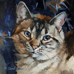 Peinture originale personnalisée de toile de chat de chat de portrait d’animal familier, peinture personnalisée de cadeau d’amant de chat de la photo