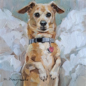 Custom pet portrait Beige dog painting original art Personalized gift dog lovers Dog portrait Small picture canvas painting doggy artwork