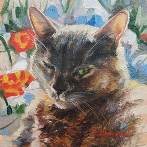 Peinture de chat à partir de toile photo, Portrait d’animal de compagnie personnalisé encadré, Peinture de chat personnalisée à l’huile originale, Portrait commémoratif