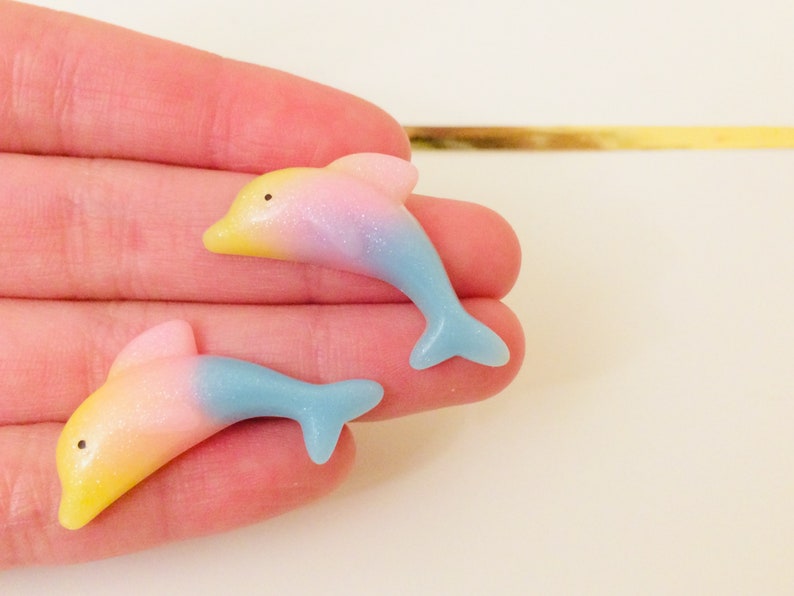 Slime Charm Add Ins Perfect for Slime Tropical Hawaiian Resin Dolphin Kawaii Animal Cabochon Ombre Dolphin Charm