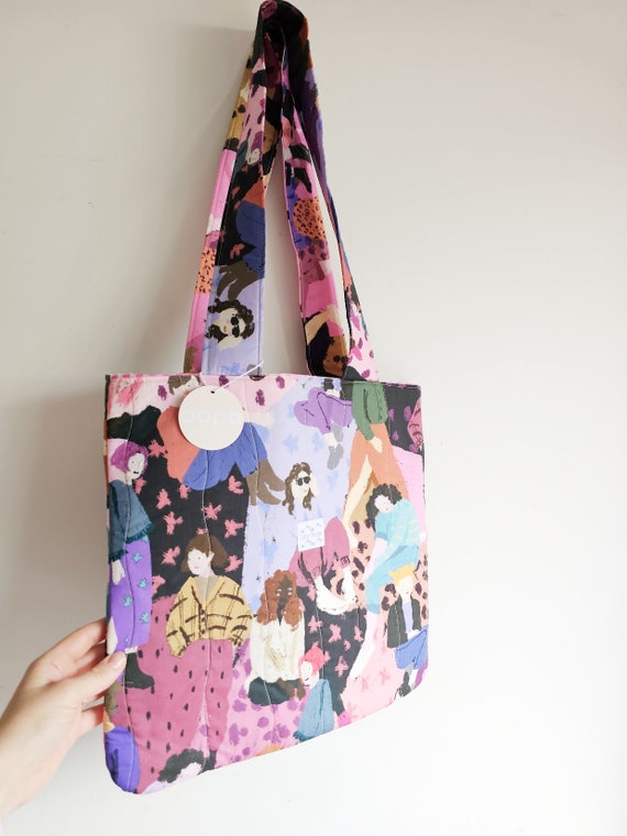 Lady McElroy purple women artwork padded quitled tote bag | handmade in Melbourne Australia
