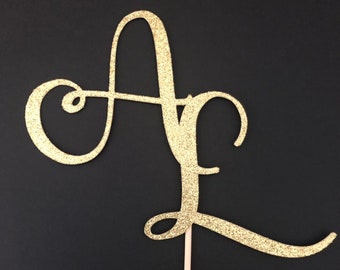 Initial cake topper, Monogram cake topper, Birthday cake topper, Cake topper, Wedding cake topper