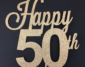 50th Birthday Cake topper, Birthday Cake topper, 50th cake topper, Happy 50th Birthday cake topper, ANY Age cake topper
