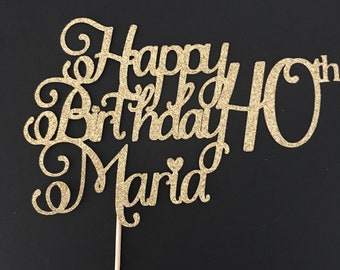 40th Birthday Cake topper, 40th cake topper, Hello Forty, Happy 40th, 40th Birthday, Any Name and Any Age cake topper