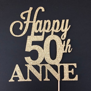 50th Birthday Cake topper, Birthday Cake topper, 50th cake topper,Happy 50th Birthday cake topper with name, ANY Age and Name cake topper